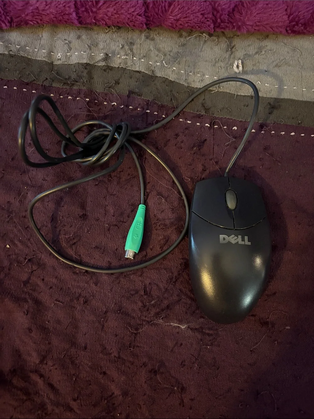 Dell Black Wired Optical Mouse with Green PS/2 Plug
